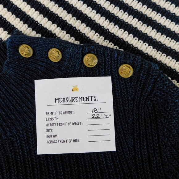 Anthropologie MAEVE Puff-Sleeves Sweater Tee Sailor Stripe Nautical Medium - Picture 15 of 15